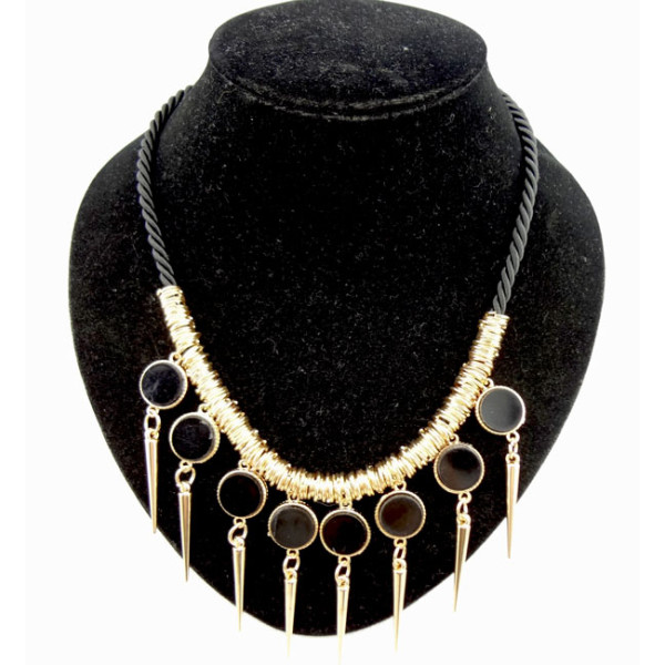 New Coming Retro Punk rope chain faux gem rivet Tassels Necklace N-1282
