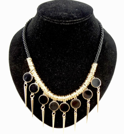 New Coming Retro Punk rope chain faux gem rivet Tassels Necklace N-1282