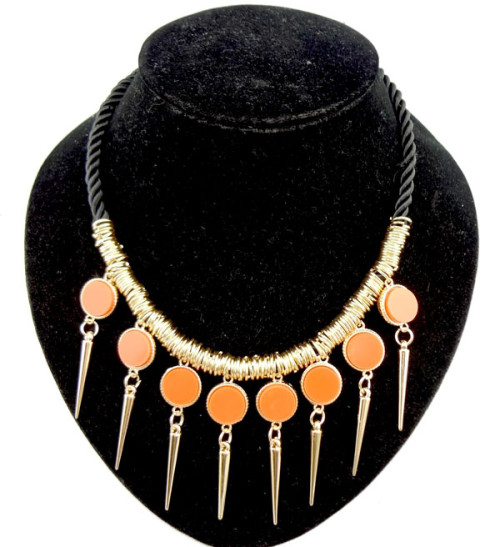 New Coming Retro Punk rope chain faux gem rivet Tassels Necklace N-1282
