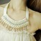 New South Korea retro pearl gem crystal silk Ribbon  Necklace N-1525