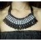 New South Korea retro pearl gem crystal silk Ribbon  Necklace N-1525