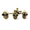 Retro Gothic Punk Bow Rhinestone Bronze  Skull Double Fingers Ring #5 #6 Size R-0044