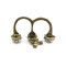 Retro Gothic Punk Bow Rhinestone Bronze  Skull Double Fingers Ring #5 #6 Size R-0044