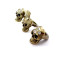 Retro Gothic Punk Bow Rhinestone Bronze  Skull Double Fingers Ring #5 #6 Size R-0044