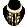 Bohemia Style Clear Rhinestone Crescent Sequin  Tassel Necklace N-2078