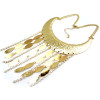 Bohemia Style Clear Rhinestone Crescent Sequin  Tassel Necklace N-2078