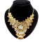 Bohemia Style  Rhinestone  crystal  fan-shaped petal big flower Necklace N-0045
