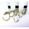 Punk   Rhinestone Bronze silver metal snake  three Fingers Ring #10 #7.5 #8.5 R-0015