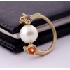 gold plated cute flower pearl ring R-0540