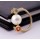 gold plated cute flower pearl ring R-0540