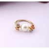 gold plated cute flower pearl ring R-0540