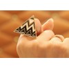 New Enamel Gold Plated Pyramid Taper Geometrical Triangle necklace Ring set