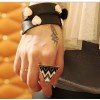 New Enamel Gold Plated Pyramid Taper Geometrical Triangle necklace Ring set
