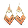 2piece white/pink Bohemian Enamel Gold Tone Geometrical Dangle Earring E-2025