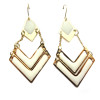 2piece white/pink Bohemian Enamel Gold Tone Geometrical Dangle Earring E-2025