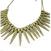 Vintage Style Retro Bronze Metal Carved Leaf Tassel Choker Necklace N-0082