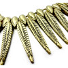 Vintage Style Retro Bronze Metal Carved Leaf Tassel Choker Necklace N-0082