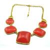 Hot Vintage Gold Stone Gem Geometrical Round Square Choker Necklace N-1048