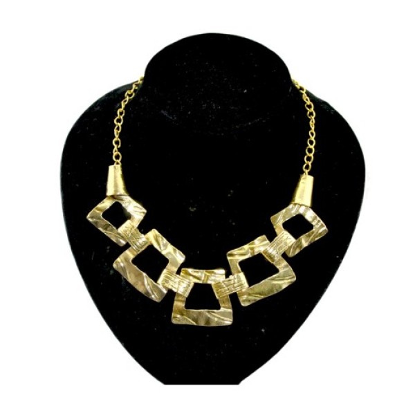Hot Retro Gold Anomalistic Geometrical Hollow Out Square Choker Bib Necklace N-1792