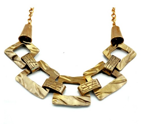 Hot Retro Gold Anomalistic Geometrical Hollow Out Square Choker Bib Necklace N-1792