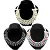 New  Cocktail Silk Ribbon Chain Shinny Crystal Choker Bib Necklace N-2259