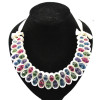 New  Cocktail Silk Ribbon Chain Shinny Crystal Choker Bib Necklace N-2259