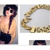 Heavy Retro Gold/Silver Metal Chunky Snake Great Wall Link Chain Choker Necklace N-1881