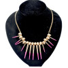 gold plated skull head enamel rivet tassels choker necklace N-1283