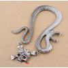 retro bronze silver metal snake rhinestone skull ear cuff earring E-1182
