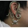 retro bronze silver metal snake rhinestone skull ear cuff earring E-1182