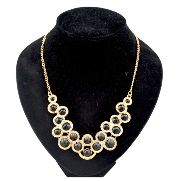 gold plated enamel rivet choker necklace N-0253