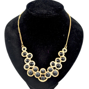 gold plated enamel rivet choker necklace N-0253