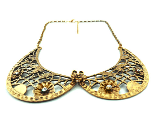 Bohemian Retro rhinestone hollow out flower collar choker necklace N-2013