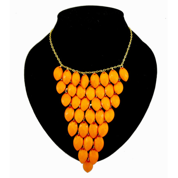 Multilayer geometry triangle fruit gem shape choker necklace N-0256
