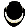 gold tone metal geometry arched arc Crescent faux gem choker necklace N-2107