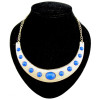 gold tone metal geometry arched arc Crescent faux gem choker necklace N-2107