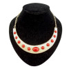 gold tone metal geometry arched arc Crescent faux gem choker necklace N-2107