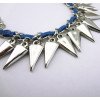 silver plated leather chain rivet tassels bracelet for thin and child B-0048
