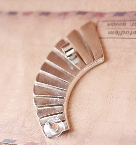 fashion gold/ silver/Bronze  plated metal fan-shaped ear cuff ear stud E-0574