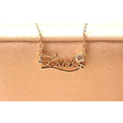 New Fashion Gold Plated Lovely LUCK Letters Rhinestone Necklace N-2787