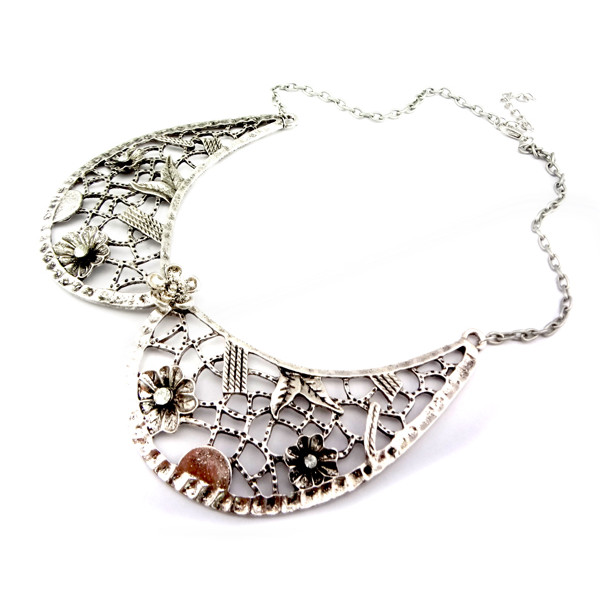 Bohemian Retro rhinestone hollow out flower collar choker necklace N-2013