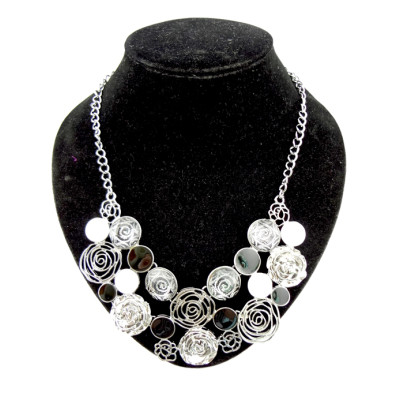 New charming metal enamel hollow out rose flower choker necklace N-0044