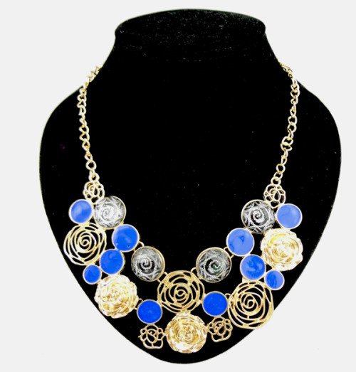 New charming metal enamel hollow out rose flower choker necklace N-0044