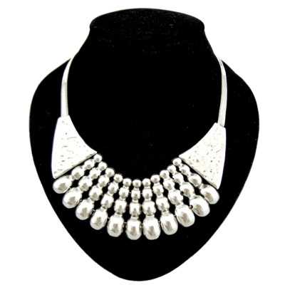 European style vintage gold silver metal tassels snake chain choker necklace N-1875
