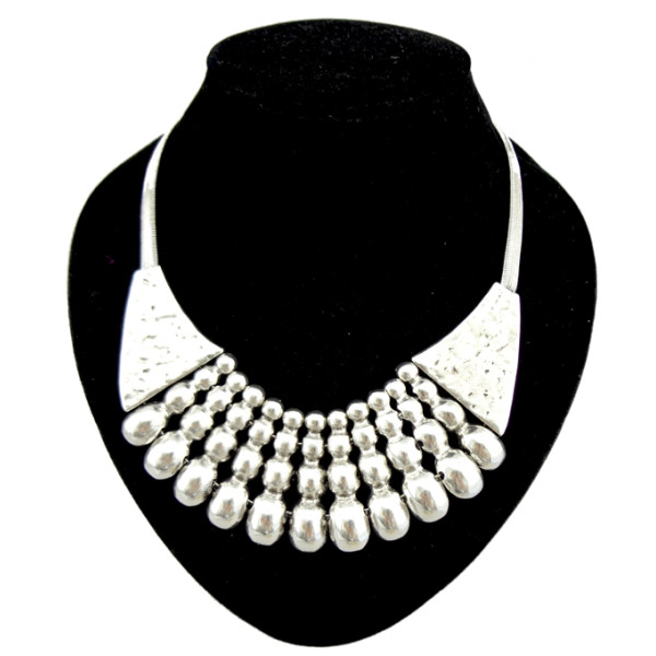 European style vintage gold silver metal tassels snake chain choker necklace N-1875