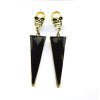Pair Vintage Style bronze metal enamel  triangle skull dangle Ear Stud E-2002