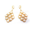 Pair charming gold plated metal hollow out pearl dangle  earring Ear Stud E-0274