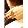 New Fashion Gold Plated Metal Hat Glass Mustache Duoble Finger Ring R-0128-G