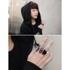 New Fashion Gold Plated Metal Hat Glass Mustache Duoble Finger Ring R-0128-G