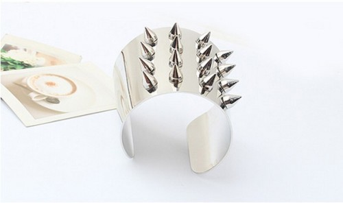 European style gold/silver plated nail rivet fashion opened bangle B-0081